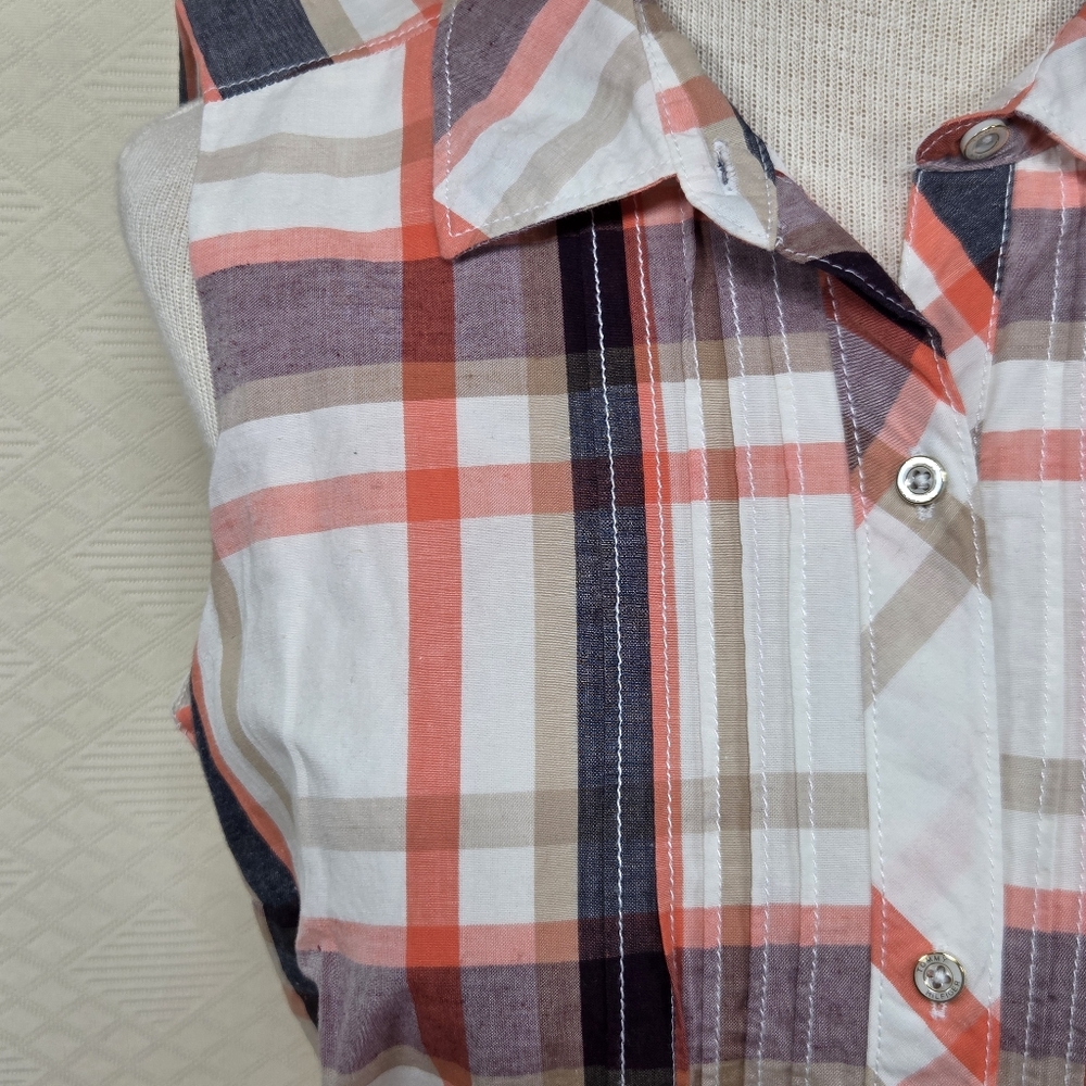 Tommy Hilfiger Sleeveless Button Up Belted Plaid Dress Size-M - Picture 8 of 13